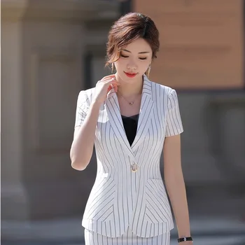 

Fashion Striped Formal OL Styles Blazers & Jackets Coat For Women Ladies Business Work Wear Female Blazers Tops Clothes Summer