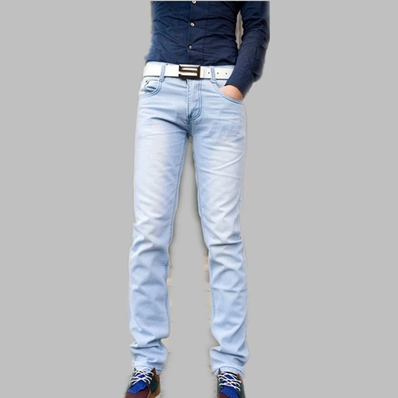 Men Fashion Pencil Jeans Mid Waist Slim Light Blue Jeans Male Classic Skinny Jeans Free Shipping Jean Shop Jeans Jeans Skinny Jeansjean Women Aliexpress