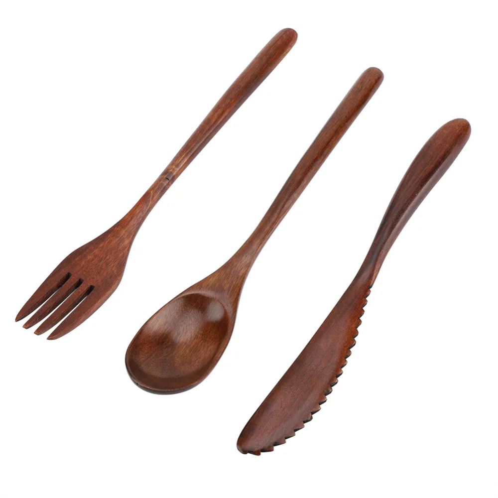 Nosii многоразовые элегантные ретро деревянные бамбуковые столовые приборы с сумками/столовая посуда ложка Вилка палочки для еды портативный набор посуды