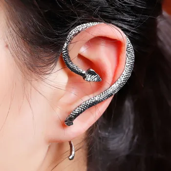 

Fashion Ear Cuff Wrap Earrings Jackets On Set For Left Ear Snake Antique Silver Color W/ Stoppers 50mm x 40mm(1 5/8"), 1 Piece
