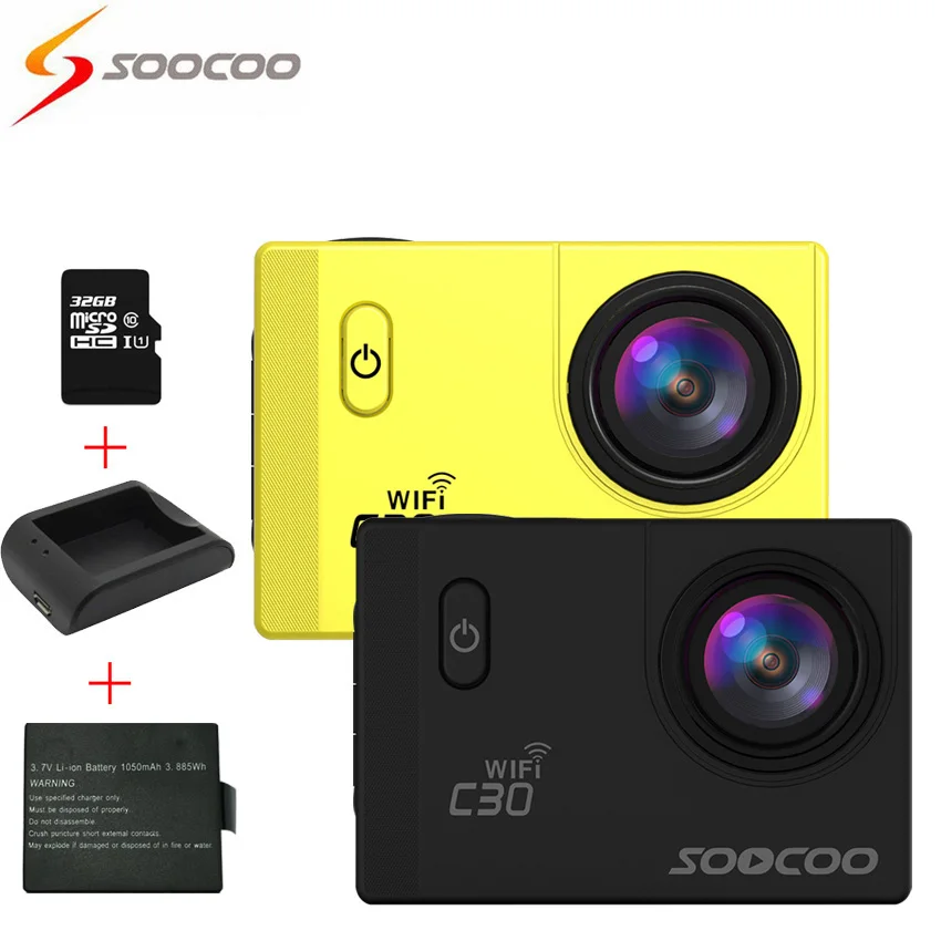  [Battery+Charger+32GB] SOOCOO C30 4K Wifi Action Sport Camera Viewing angles(70-170 Degrees) 2.0 LCD Video Cameras deportiva Cam 