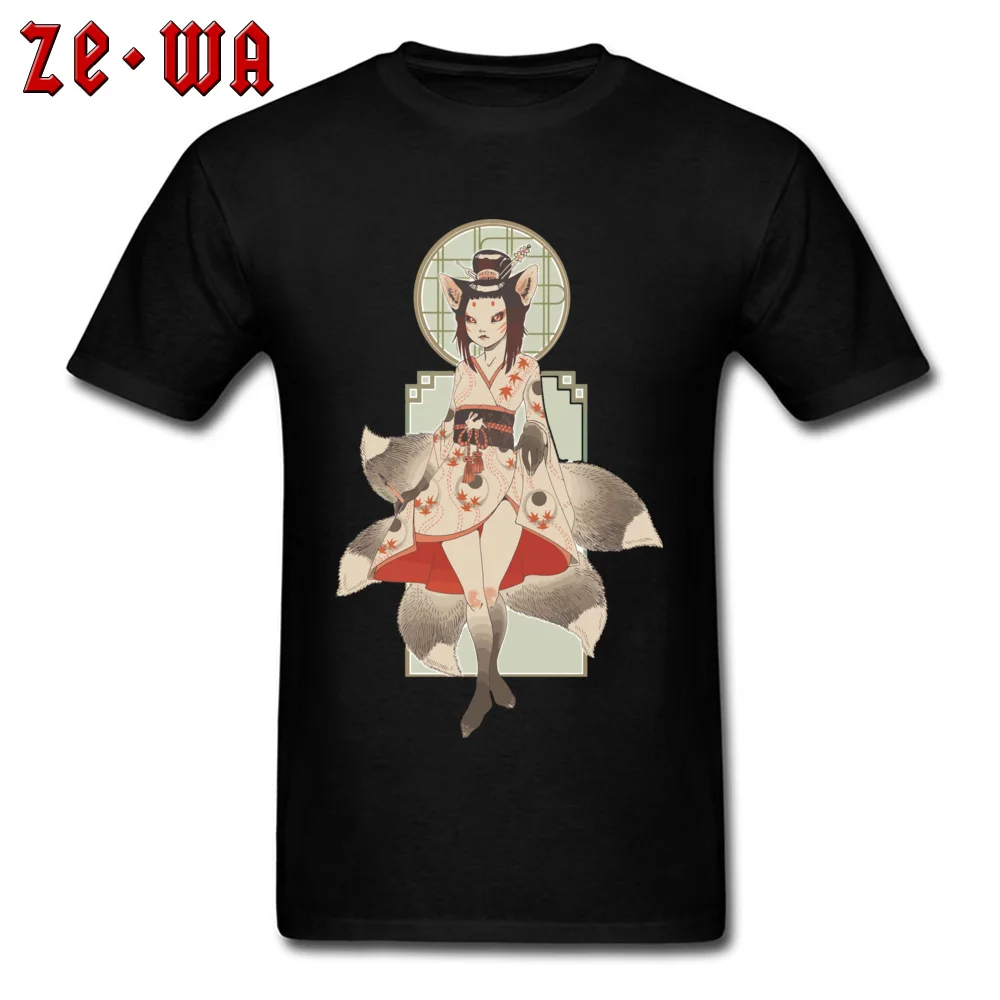 

kitsune oni japanese jubileu fox Hot Sale Casual Tshirts Round Collar Cotton Tops & Tees for Men Tops T Shirt Mother Day