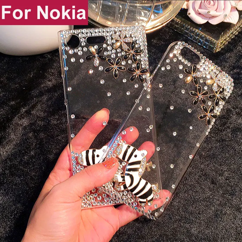 

Diamond Zebra Flower Rhinestone case cover For For Nokia 1 3 5 6 7 8 9 2018 Plus Sirocco
