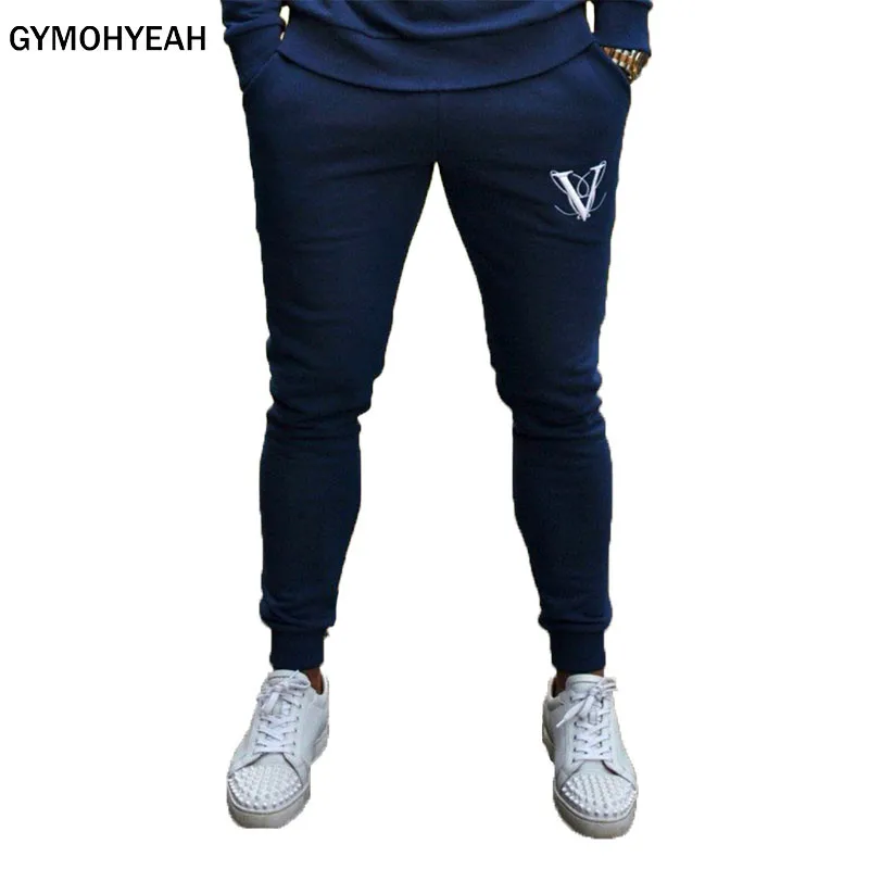 Gymohyah/мужские спортивные штаны, хлопковые мужские спортивные штаны для тренировок, фитнеса, повседневные модные спортивные штаны, Мужские штаны для бега, обтягивающие брюки - Цвет: dark blue