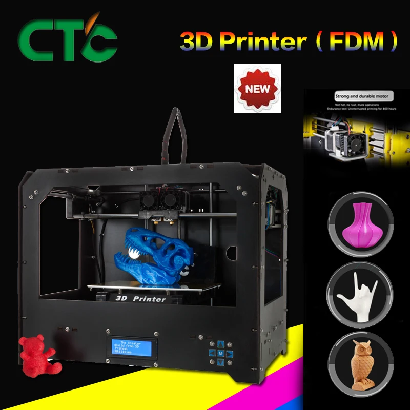 

CTC FDM - Black Makerbot Replicator 3D-Printer -2 Extruders + 1 PLA filament NEW