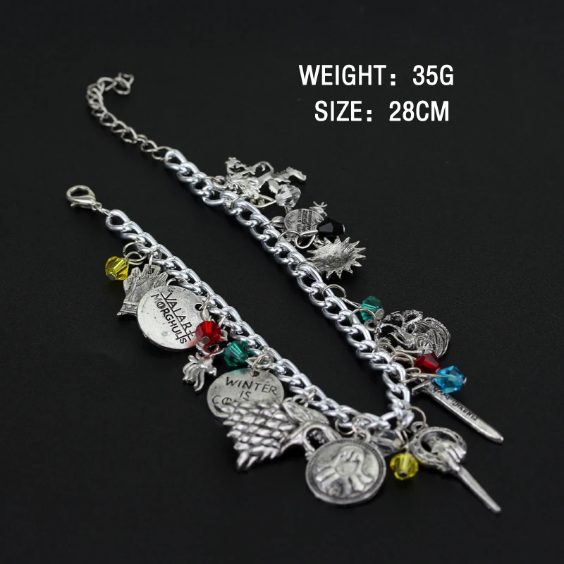 Game Of Throne Unisex Charm A Bracelet Targaryen Dragon Crystal Dangles Bracelets Wolf Head Lion Punk Style Wristhand