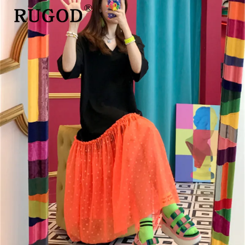 RUGOD корейское кружевное лоскутное женское платье с открытой спиной, элегантные свободные летние платья в горошек, модные пляжные платья