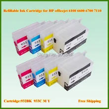 Заправка картриджа 4 шт./компл. перезаправляемый картридж 932BK 933C M Y для hp officejet 6100 6600 6700 7110 принтер