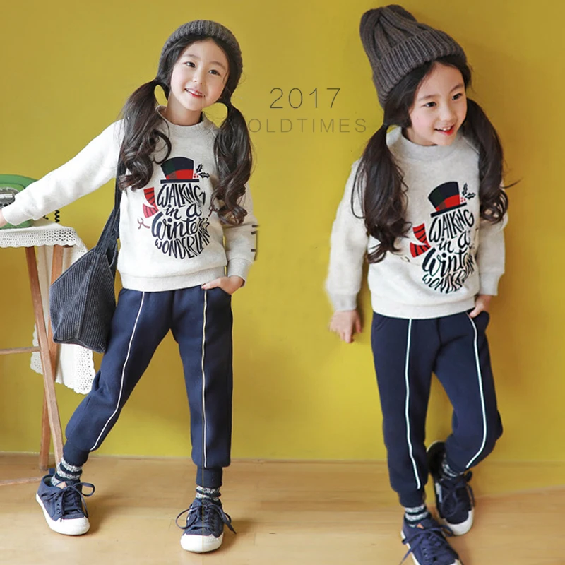 

2017 Sports Suits for Girls Clothing Sets 2pcs Casual Outfit Stripe Lukcy Clothes Teens for Age456789 10 11 12 13 14T Years Old