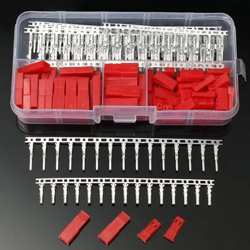 

300pcs/set 2Pin Female/Male Red Plug Housing Crimp Terminals Connector Electrical Electricity Connecting Splice