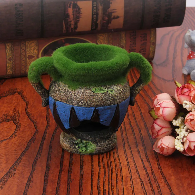 Vintage Resin Aquarium Vase House Ornament Fish Tank Shelter Cave Aquarium Decoration For Fish Reptiles Background Figurines2