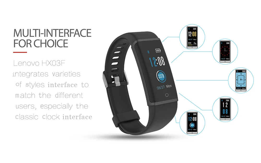Оригинальный lenovo HX03F смарт-браслет Водонепроницаемый IP68 Bluetooth браслет монитор сердечного ритма Смарт часы Smartwatch iOS Android