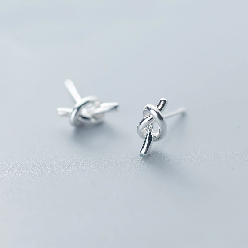 MloveAcc 925 пробы серебряные серьги-гвоздики с милым узлом для женщин подлинные серебряные ювелирные изделия прекрасный подарок