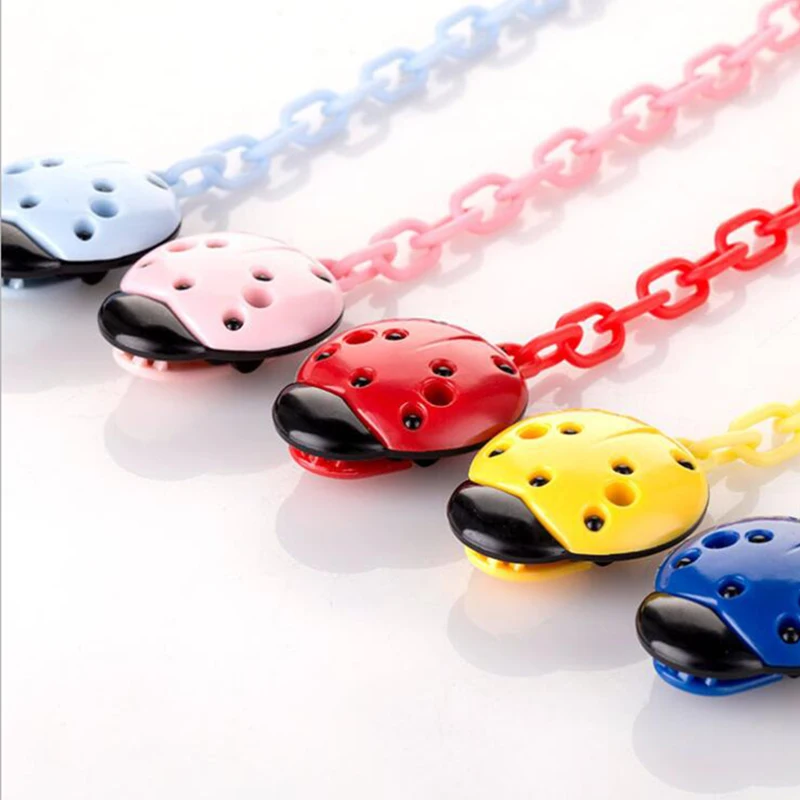 

1pc Cartoon ladybug Baby Pacifier Clips Safe personalised Teething Chain Baby Teether Eco-friendly Pacifier Clips Holder Chain