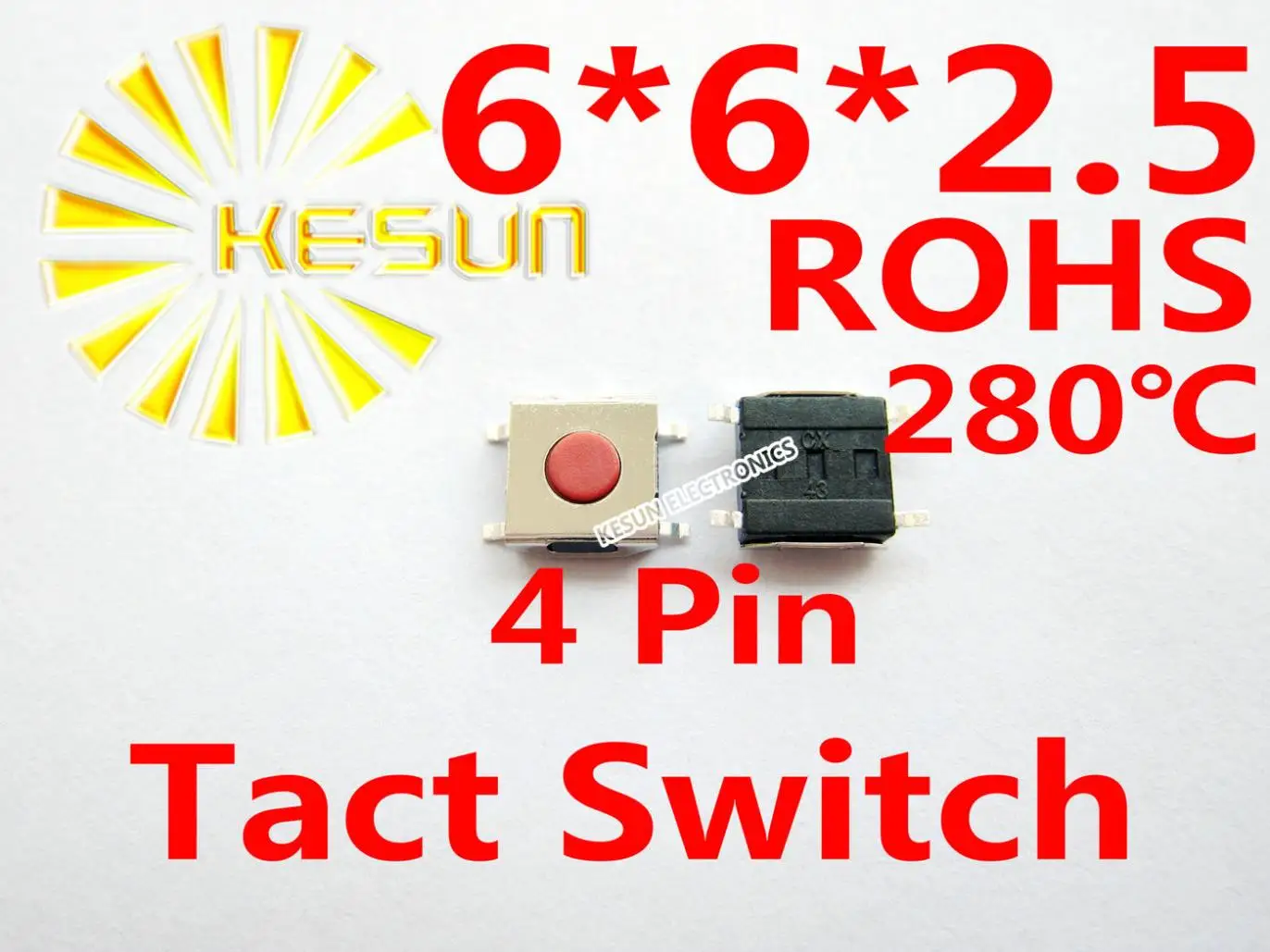 

FREE SHIPPING 100PCS SMT 6X6X2.5MM 4pin Tactile Tact Push Button Micro Switch Momentary ROHS