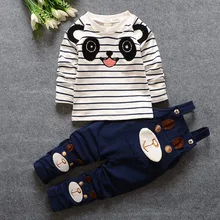 baby boy and girl clothing set Kids 2016 new spring and autumn cute fashion braces t-shirt pants two-pieces set for 0-4years old