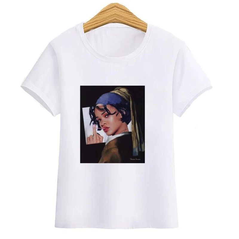 Футболка Rihanna Art Женская и мужская Свободная футболка с короткими рукавами R & b поп