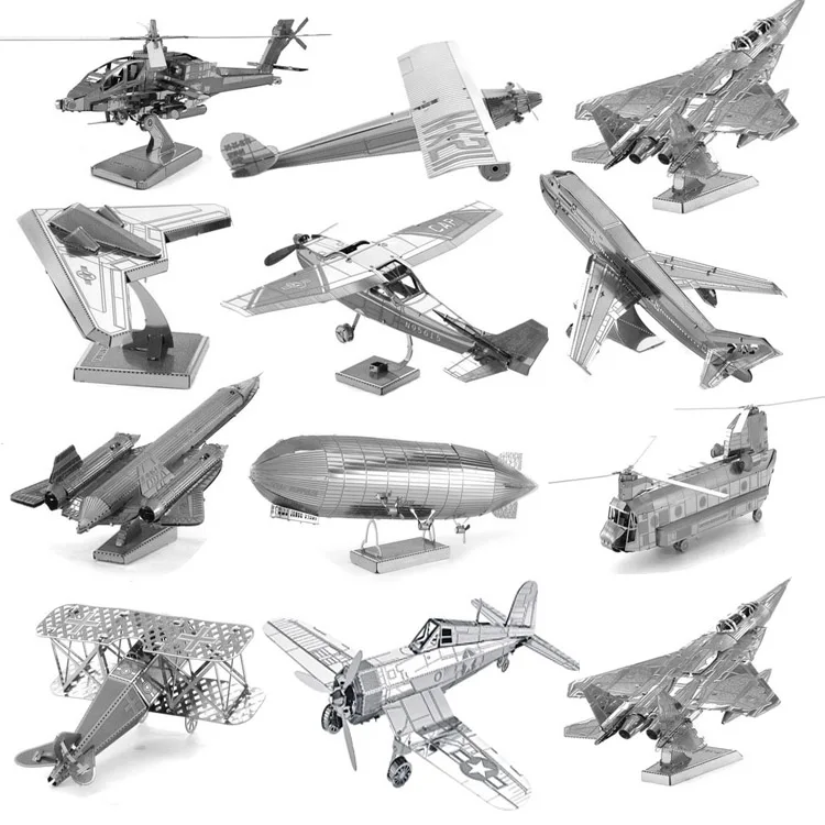 

3D Metal Puzzle DIY Helicopter F15 Fighter Jigsaw Puzzle Educational Creative Gift Model Building Aircraft Toys Brinquedos
