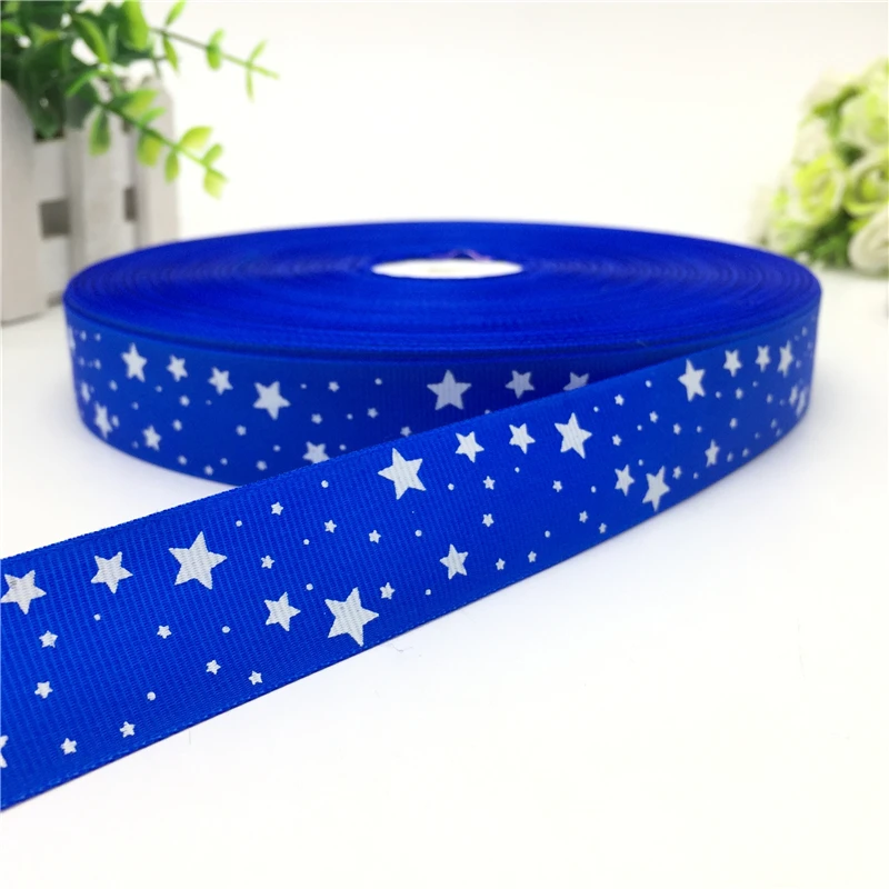 5 ярдов "(25 мм) лента с принтом звезд Красивая корсажная лента для упаковки подарков Свадебные украшения Рождественские принадлежности#12 цветов - Цвет: Blue