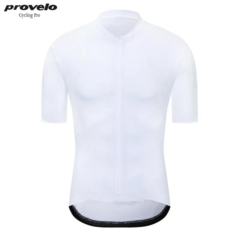 

Provelo Men Cycling Short Jersey Pro Fit Pure White Colors Antislip Sleeve Cuff Road Bike MTB Short Sleeve Breathable Jerseys