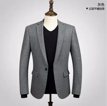 

men jacket hot sell fashion handsome style Wool blend fabric jacket one button lapel long-sleeve to keep warm blazer