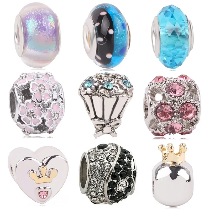 

dodocharms Original Silver Color Charms Heart & Bow Magnolia Bloom CZ Crystal Beads For Pandora Bracelets DIY Pendant Jewelry
