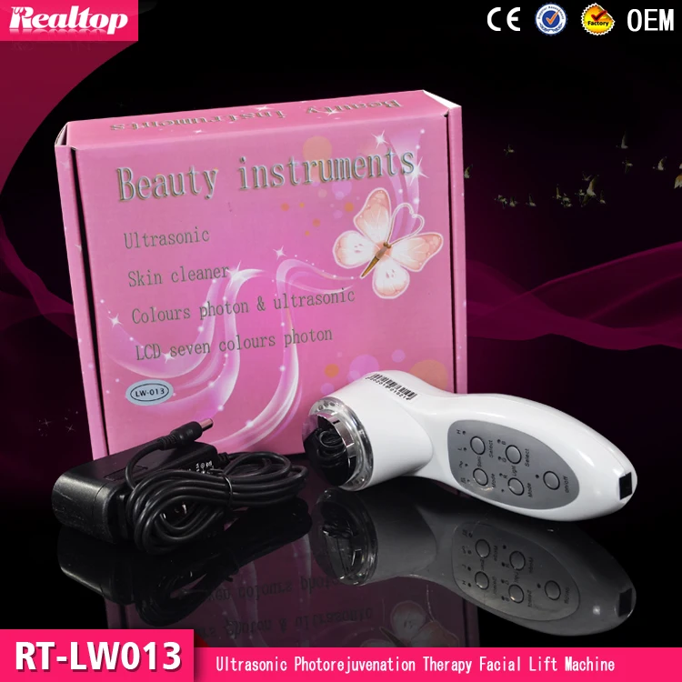 

2016 Hot Sale Portable 7 Color 3MH Led Photon Ultrasonic Improving Elasticity Ultrasound Facial Skin Care Therapy Device