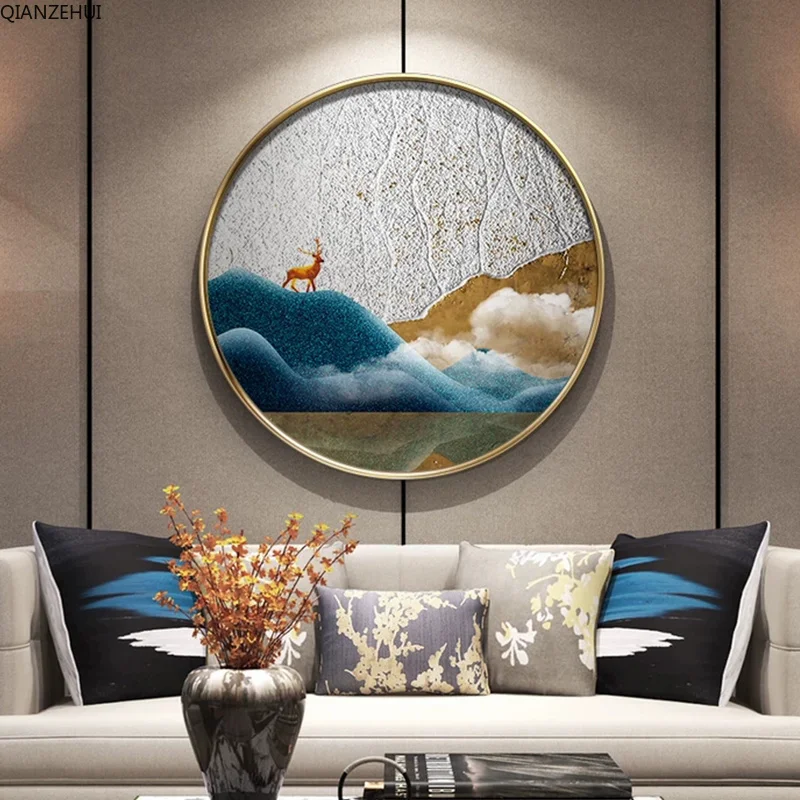 

QIANZEHUI,DIY Diamond Embroidery,Round Diamond landscape Full Fortune deer Diamond painting cross stitch,needlework