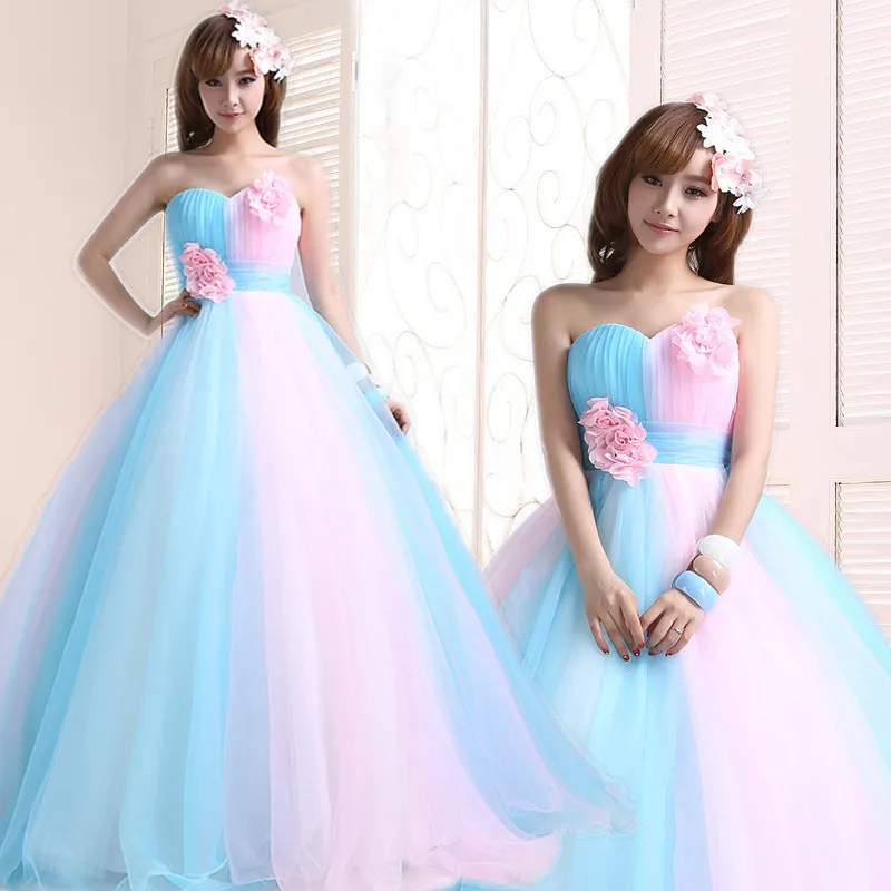 

Blue Pink Cheap Hot Floor-Length Sweetheart Off the Shoulder Organza Quinceanera Gowns sukienka quinceanera