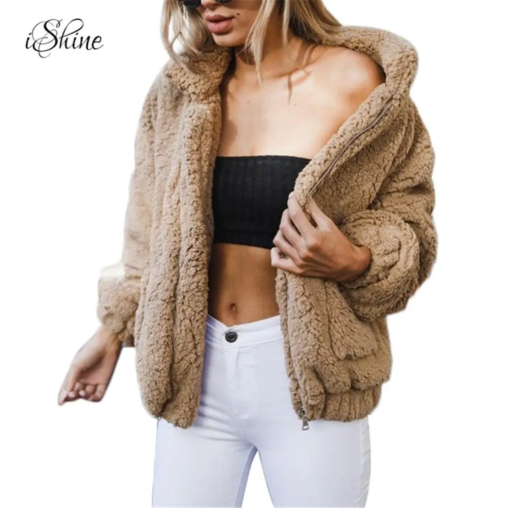 Elegant Faux Fur Coat Women 2018 Autumn Winter Warm Soft