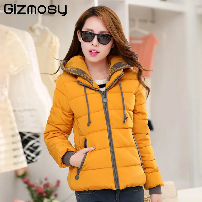 Yellow Winter Jacket Women Cotton Short Jacket 2018 New Padded Slim