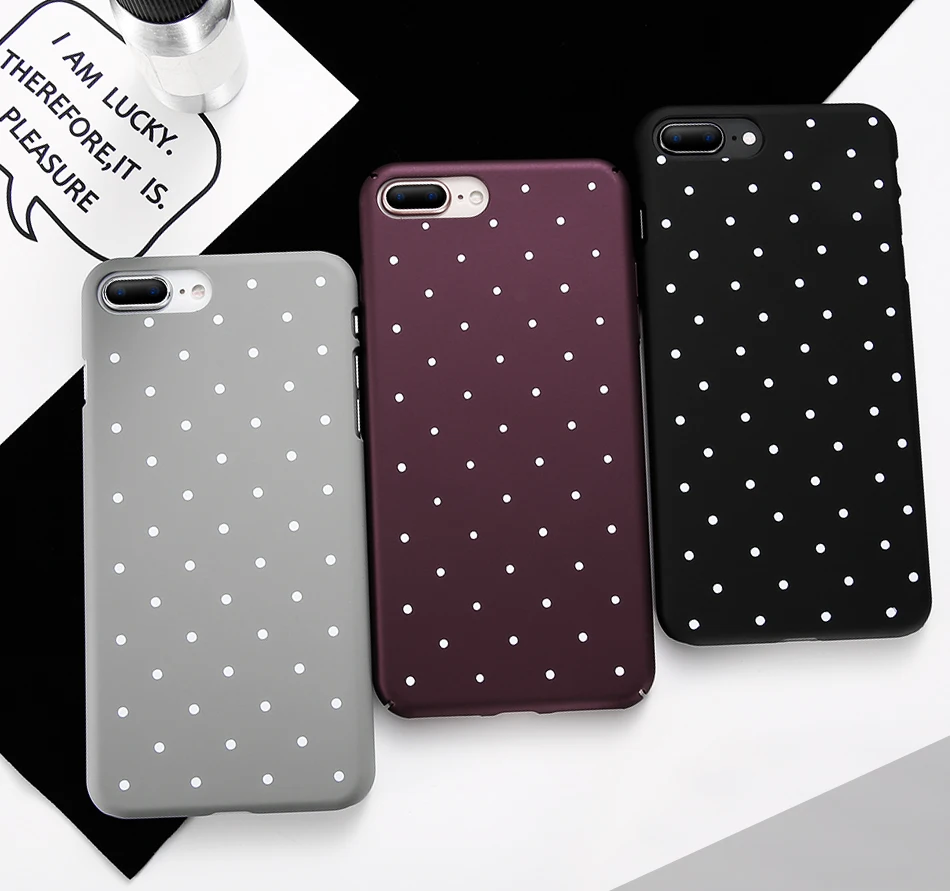DOEES Spot Pattern Case For iPhone 5 5S SE 6 6S 7 8 Plus X Case Plain Slim Ultra Thin Hard PC Phone Cover For i Phone 6 7 8 10 (1)