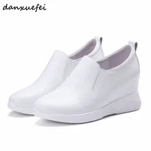 Женские дышащие летние кроссовки из натуральной кожи на танкетке без застежки; брендовые дизайнерские эспадрильи для отдыха; лоферы