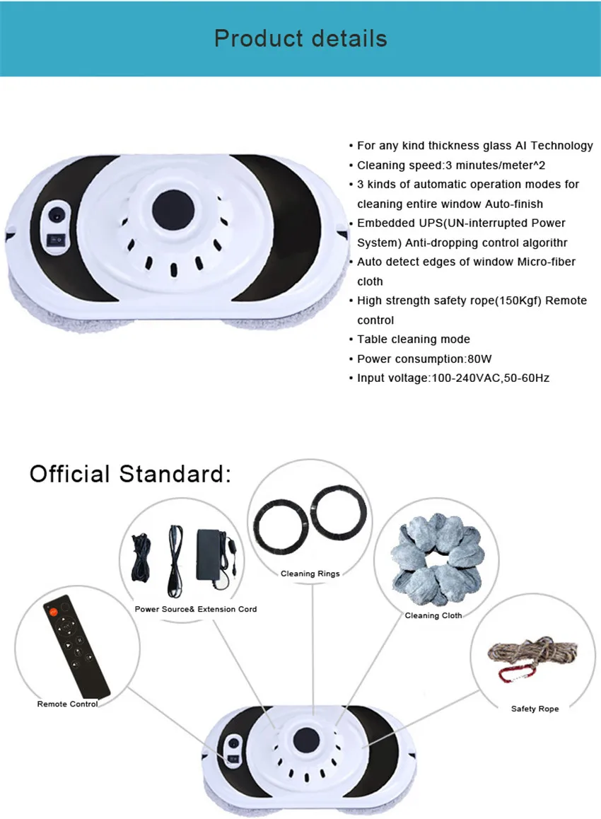 Автоматический мойщик окон сухой и влажной Стекло очистки с удаленным Управление, UPS бесперебойного