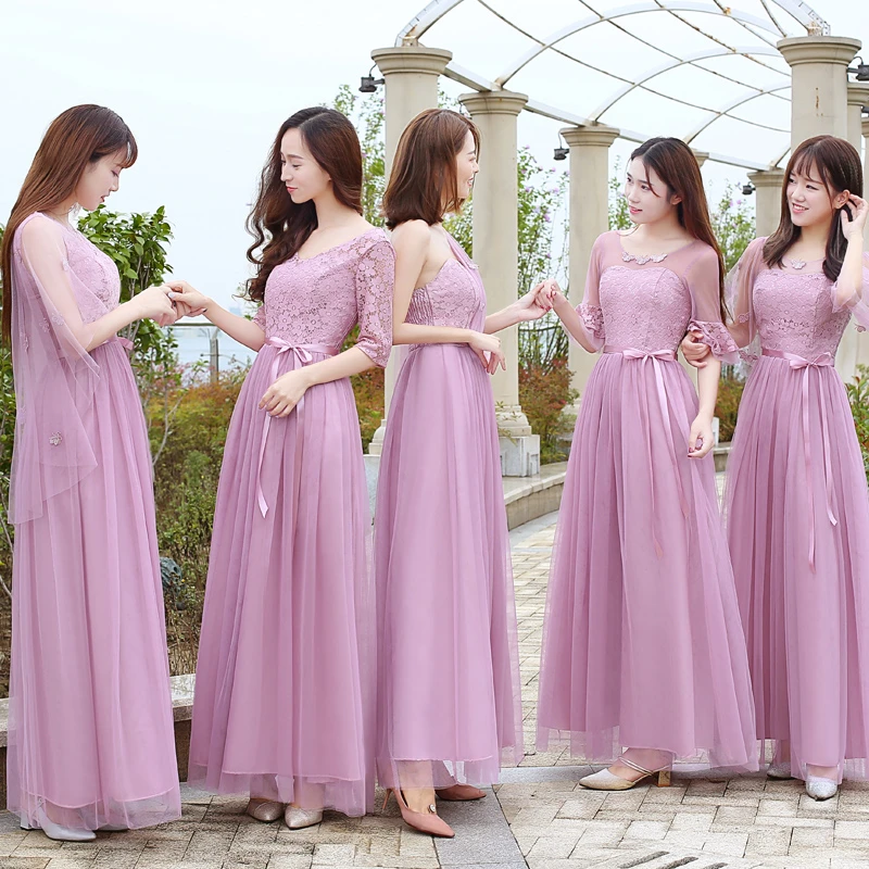 navy blue and pink bridesmaid dresses