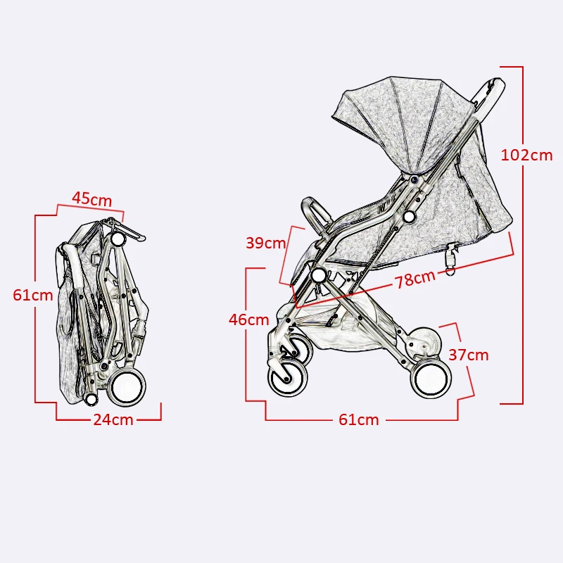 Прогулочная коляска для малышей, для кукол, Детские ультра-легкие складные детские коляски для путешествий, можно сидеть, лежа, лёгкая тележка