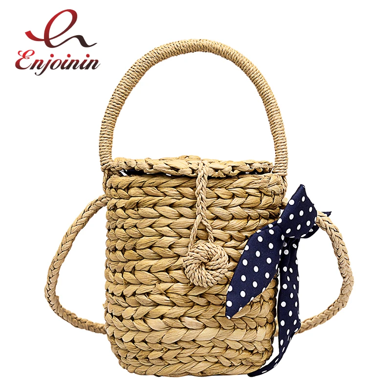 

Vintage Fashion Straw Ladies Casual Bucket Beach Bag Crossbody Messenger Bag For Women Bolsa Designer Bag Handbag Shoulder Bag