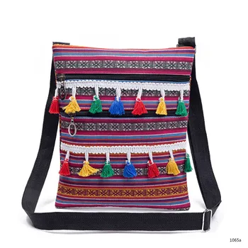 

New national style fringed striped Women bag fashion creativity mini Women handbags casual Women shoulder bag crossbody bag