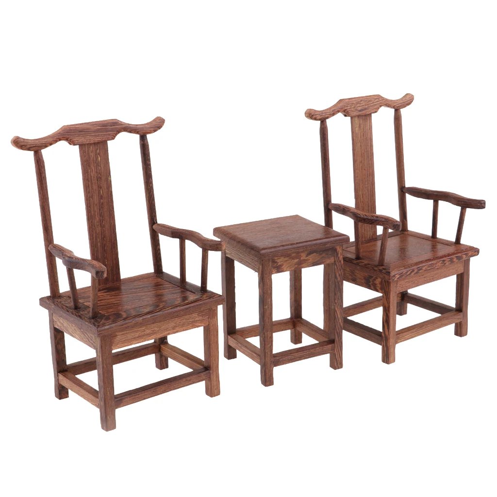 دمية 1/6 مقياس المنمنمات الأثاث اليدوية نهاية الجدول طاولة شاي w/كرسي مجموعة #3