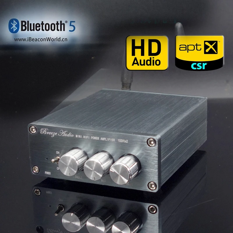 Цифровой усилитель KYYSLB домашний Bluetooth для автомобиля 12 ~ 25 В постоянного тока 100 Вт
