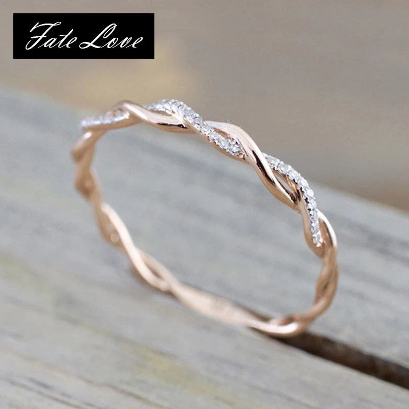 

New Simple Round Rose Gold Ring For Women Silver Micro Paved Zirconia Wedding Couples Rings Anti-allergy Rings Women Jewelry