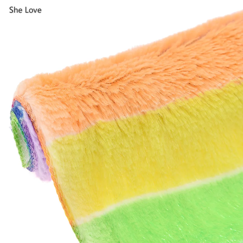 She Love 21x29 см цветная полоса имитация кроличьего меха ткань мягкая плюшевая швейная ткань для украшения дома Одежда