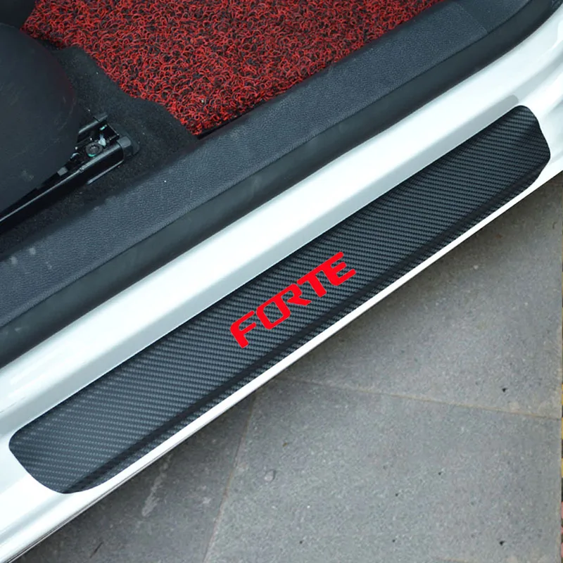 4 шт. виниловая наклейка на машину порога Накладка для KIA FORTE Запчасти Аксессуары - Название цвета: Красный