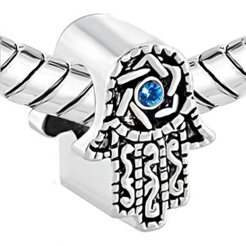 Fit Pandora Charm bracciali collana parto cristallo blu malocchio fascino  sulla mano islamica di Hamsa di Fatima - AliExpress