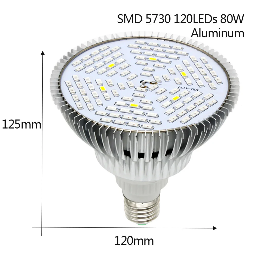 Полный спектр светодиодный светильник для выращивания E27 5 Вт 18 Вт 28 Вт 35 Вт 40 Вт 50 Вт 80 Вт лампа переменного тока 85-265 в лампа для комнатных растений для цветочной гидропонной системы палатки - Испускаемый цвет: 80W 120LEDs
