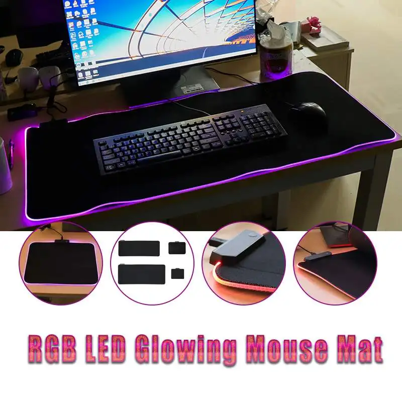 

Luminous Gaming Mouse Pad RGB USB LED Colorful Lighting Glowing Non-slip Mouse Mat for PC Laptop Desktop Computer