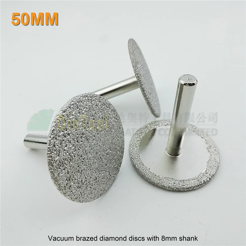 DIATOOL 3pcs Dia 50mm Vacuum Brazed Diamond Saw Blade 8mm Shank Mini Disk Cutting Grinding Engraving Granite Marble Concrete