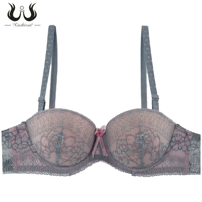 

Xiushiren Embroidery Sexy Push Up Lace Bras 34-40 ABCD Cup Soft Comfortable Bras Convertible Soild Color Back Closure Underwear