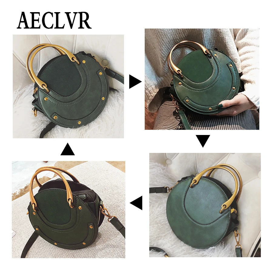 AECLVR Женская круглая винтажная сумка через плечо женская маленькая дамская