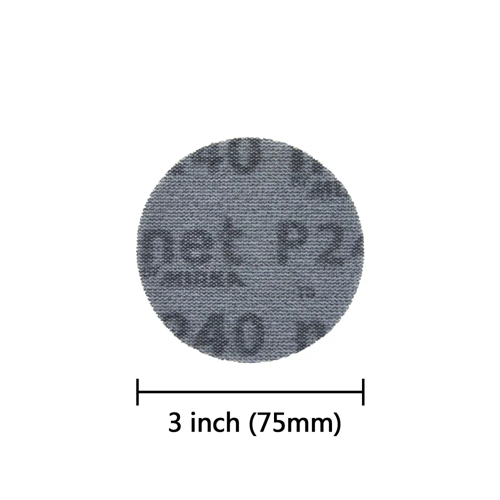 10PCS 3 Inch(75mm) Mesh Dust-free Anti-blocking Hook&Loop Sanding Discs Round Abrasive Sandpaper for Metalworking, 80#/180#/240#
